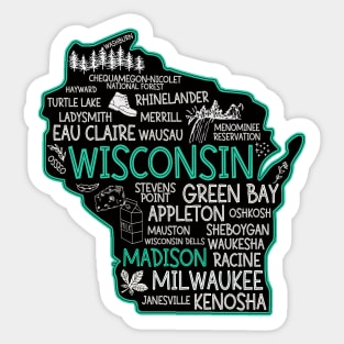 Madison Wisconsin cute Osseo, Green Bay, Kenosha, Racine, Appleton, Waukesha, Eau Claire, Oshkosh, Janesville Sticker